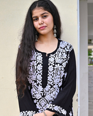 Sana Modal Black Chikankari Kurta