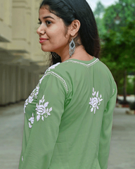 Mira Green Modal Chikankari Kurta