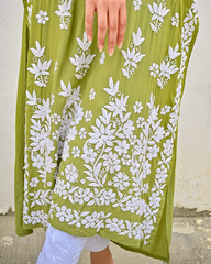 Sana Modal Green Chikankari Kurta