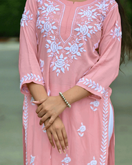 Mira Baby Pink Modal Chikankari Kurta
