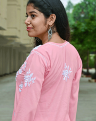 Mira Baby Pink Modal Chikankari Kurta