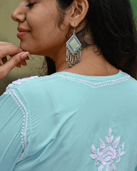 Mira Sky Blue Modal Chikankari Kurta